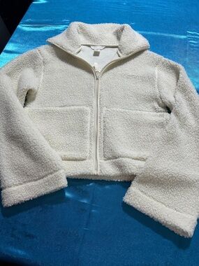 H&M Cream Teddy Zip-Up Jacket